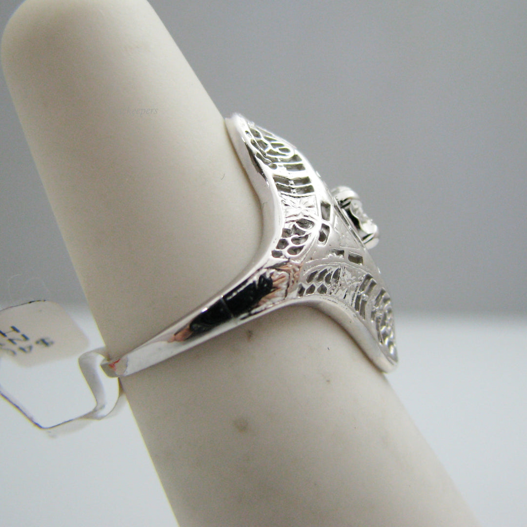 g004 Antique 10kt White Gold Diamond Statement Ring