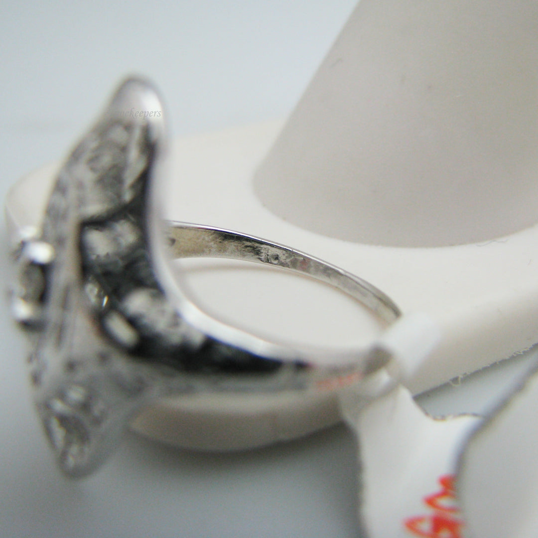 g004 Antique 10kt White Gold Diamond Statement Ring