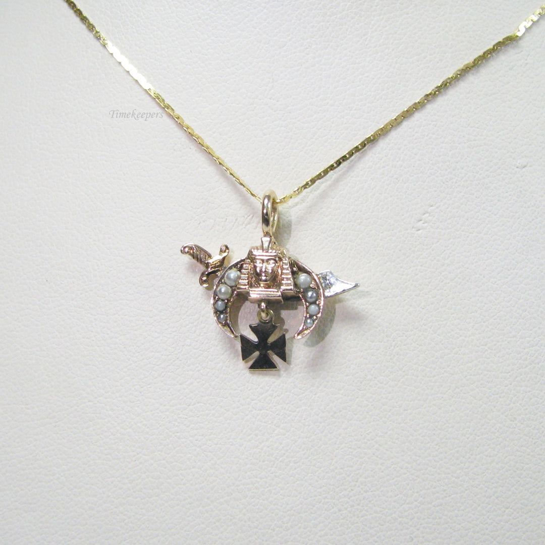 g021 14k Yellow Gold 24" Shriner Pendant Men's Necklace