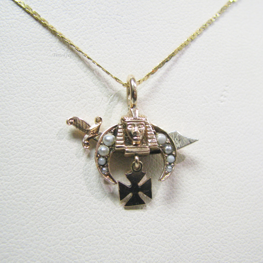 g021 14k Yellow Gold 24" Shriner Pendant Men's Necklace