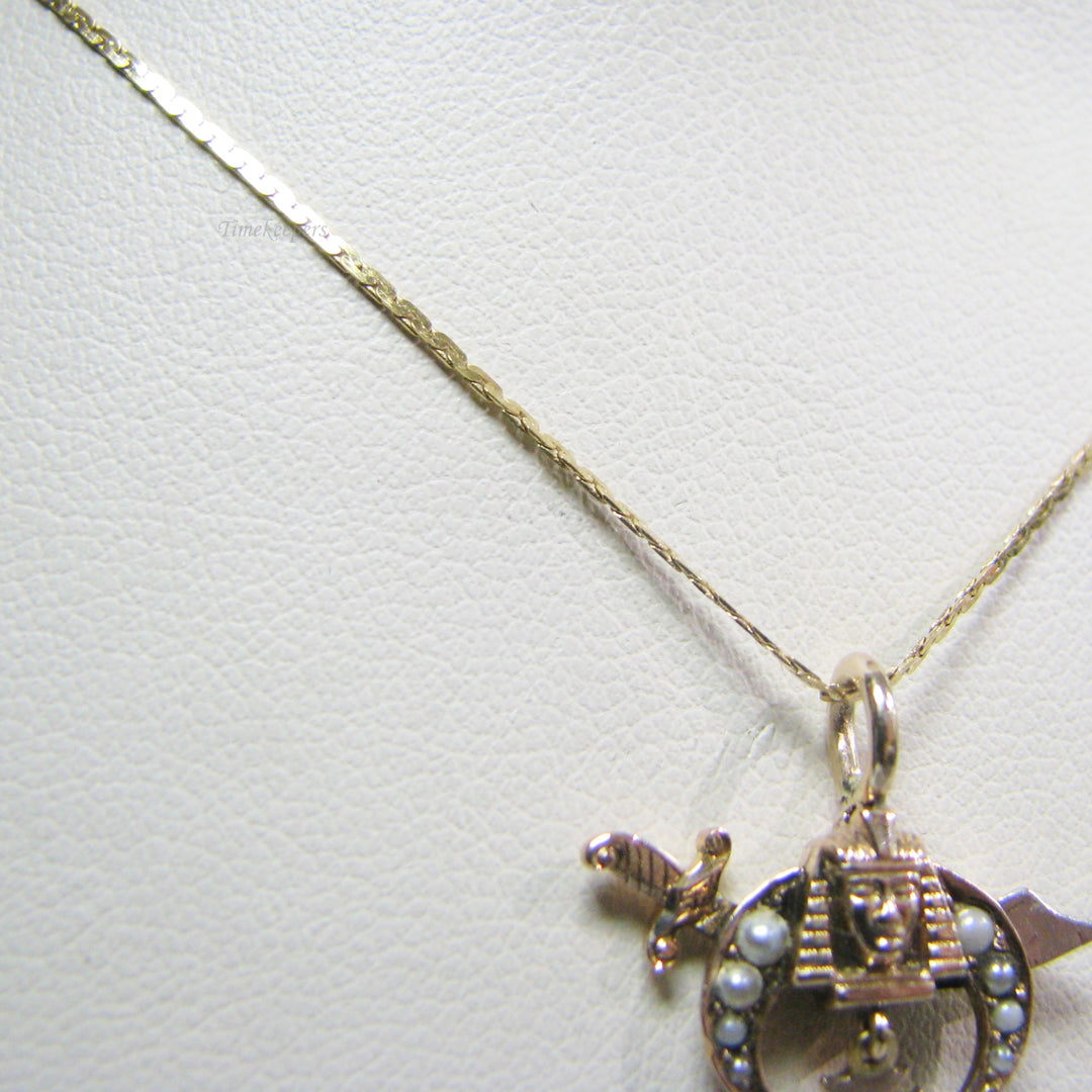 g021 14k Yellow Gold 24" Shriner Pendant Men's Necklace