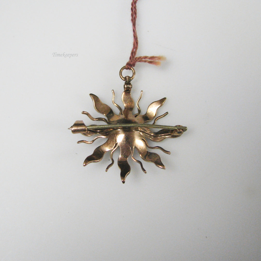 g027 Elegant 9k Yellow Gold Opal &amp; Seed Pearl Flower Pendant