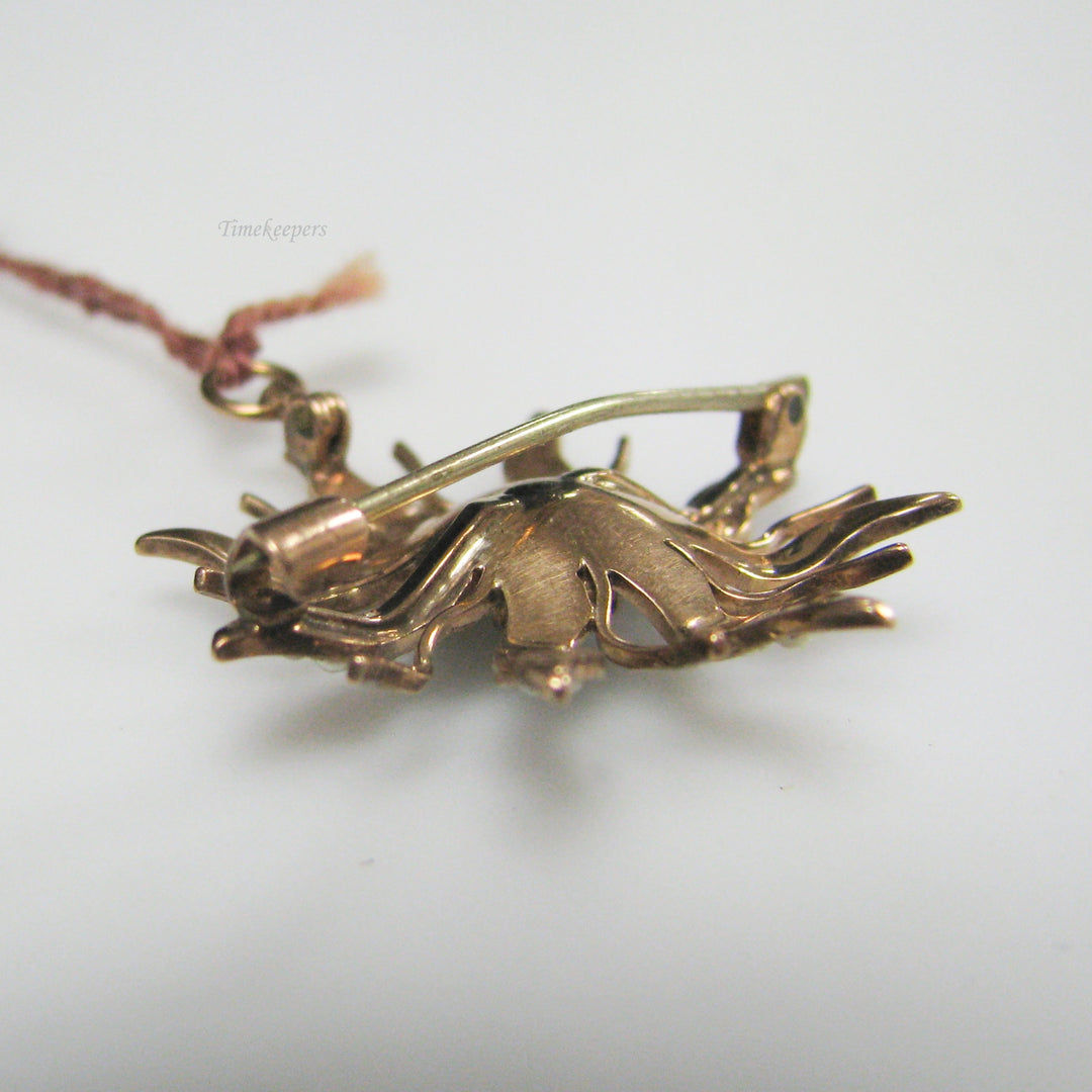 g027 Elegant 9k Yellow Gold Opal &amp; Seed Pearl Flower Pendant