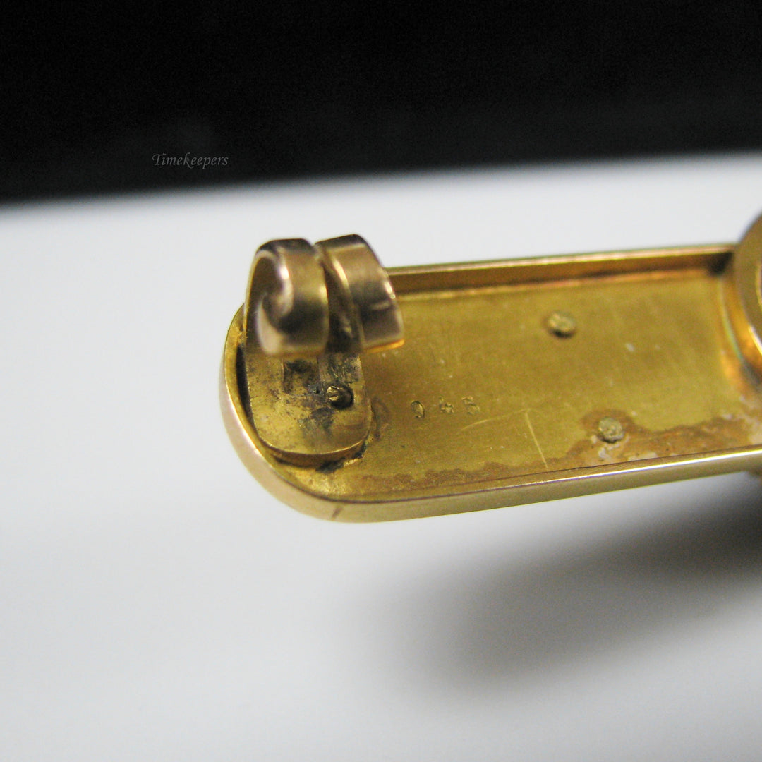 g040 Beautiful 14k Yellow Gold Onyx &amp; Pearl Brooch / Pin