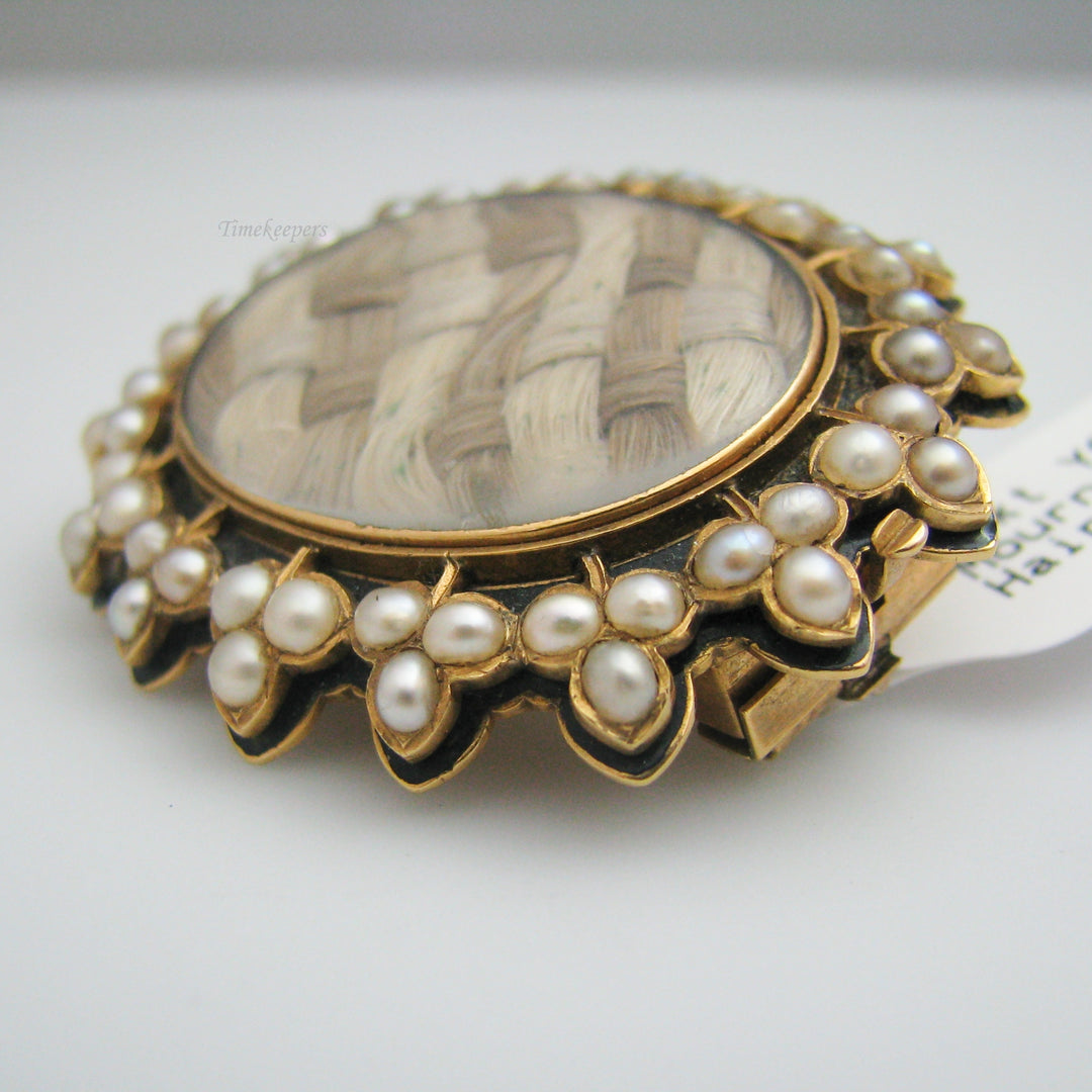 g068 14k Yellow Gold Hair Mourning Brooch / Pin
