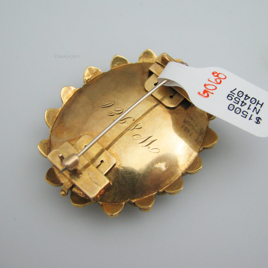 g068 14k Yellow Gold Hair Mourning Brooch / Pin