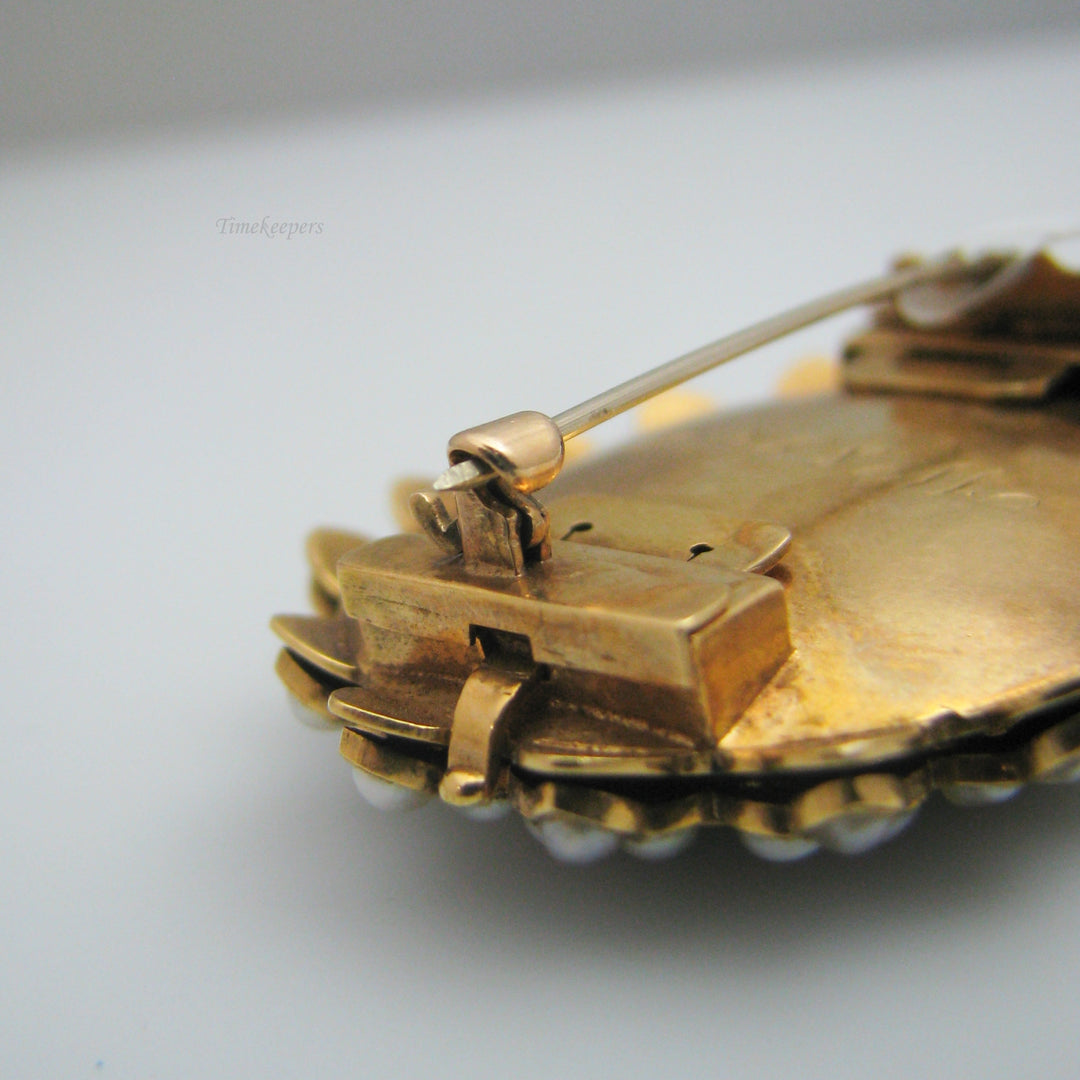 g068 14k Yellow Gold Hair Mourning Brooch / Pin