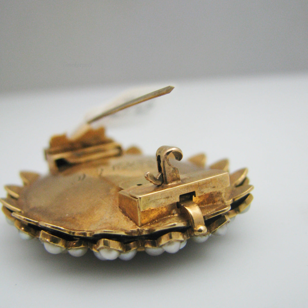 g068 14k Yellow Gold Hair Mourning Brooch / Pin