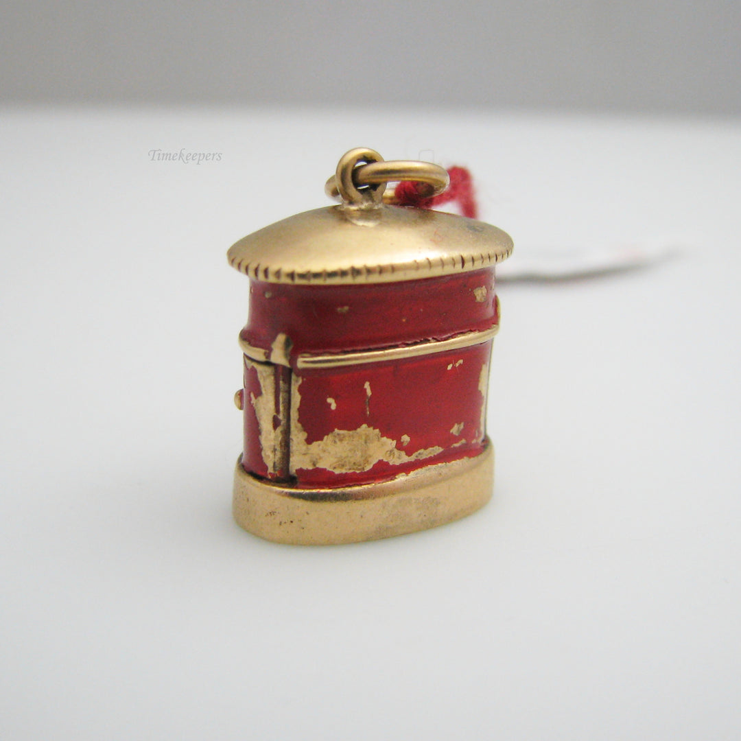 g080 Antique 9k Yellow Gold Train Station Pendant