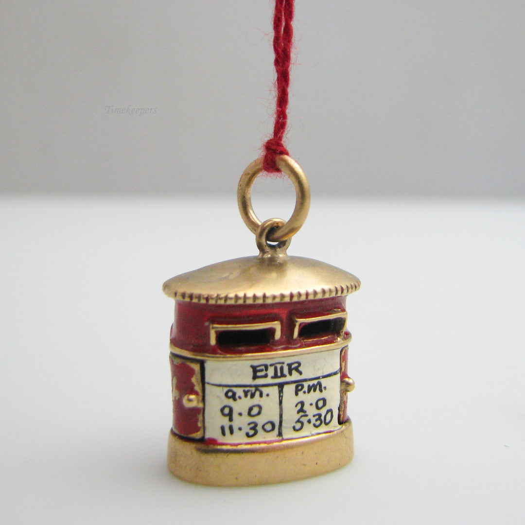 g080 Antique 9k Yellow Gold Train Station Pendant