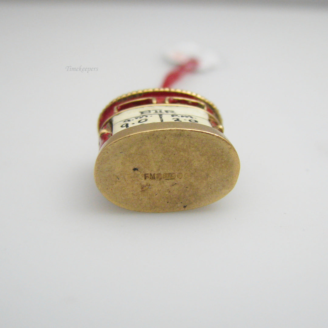 g080 Antique 9k Yellow Gold Train Station Pendant