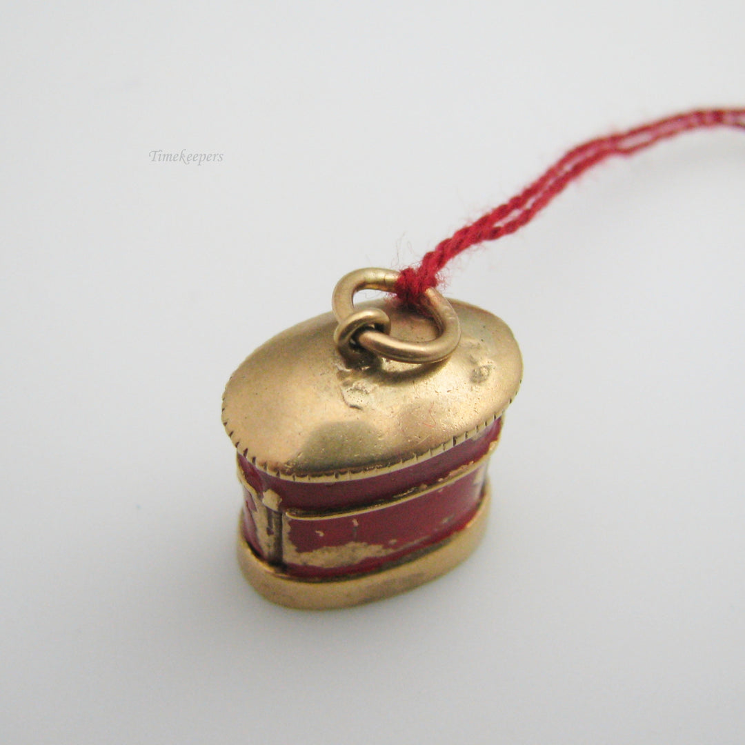 g080 Antique 9k Yellow Gold Train Station Pendant