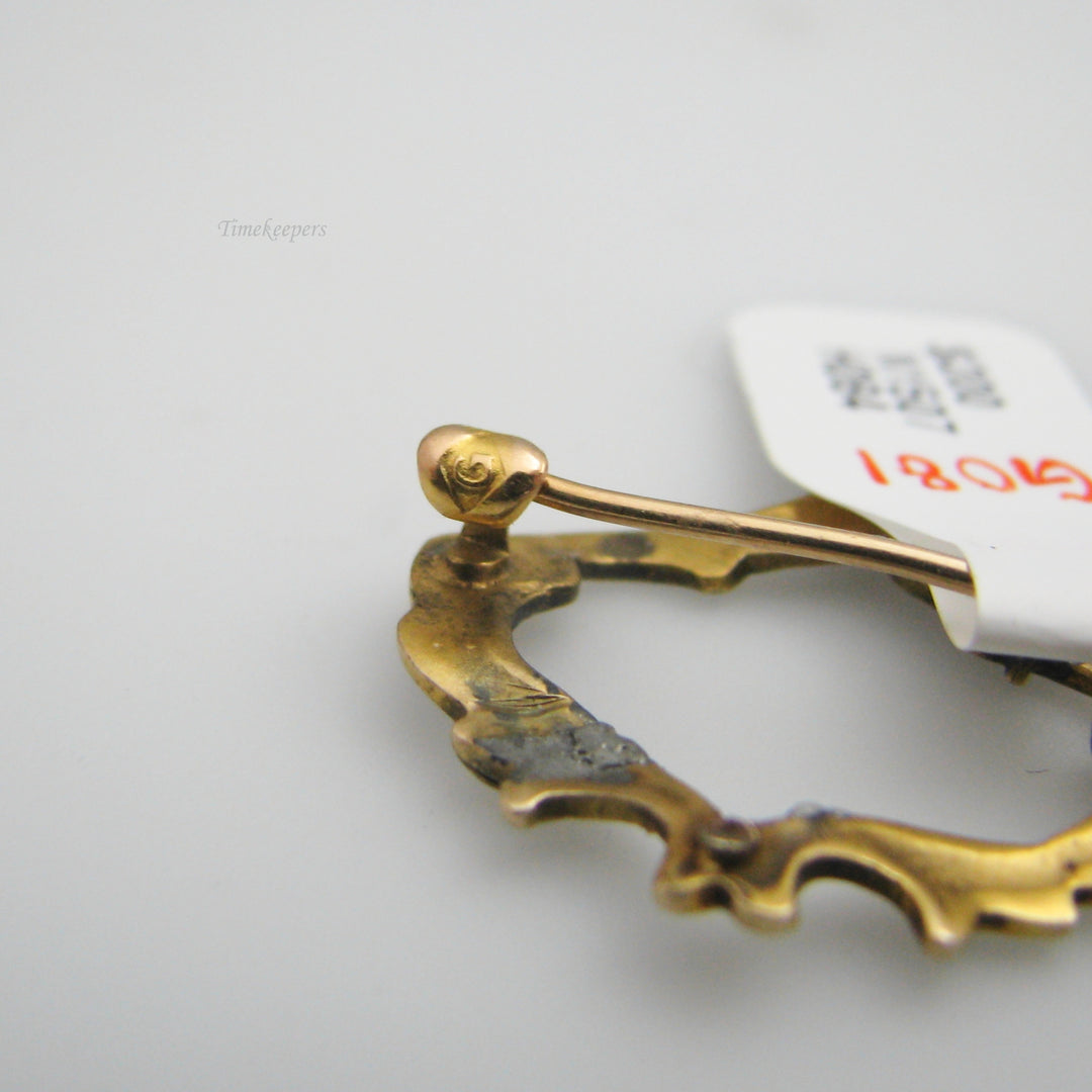 g081 Elegant 10k Yellow Gold Seed Pearl Pin / Brooch