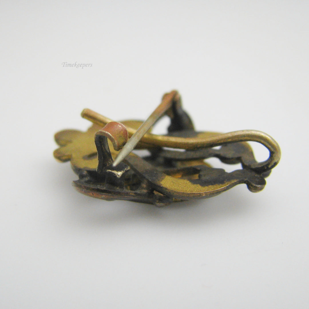 g085 Gold Filled Engraved Watch Holder Pin / Brooch