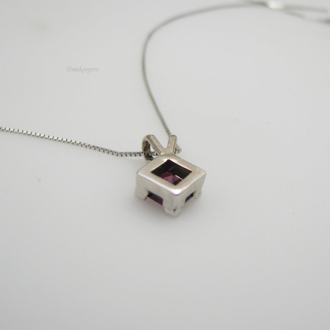 g112 Pretty 14kt White Gold 18" Synthetic Ruby Necklace
