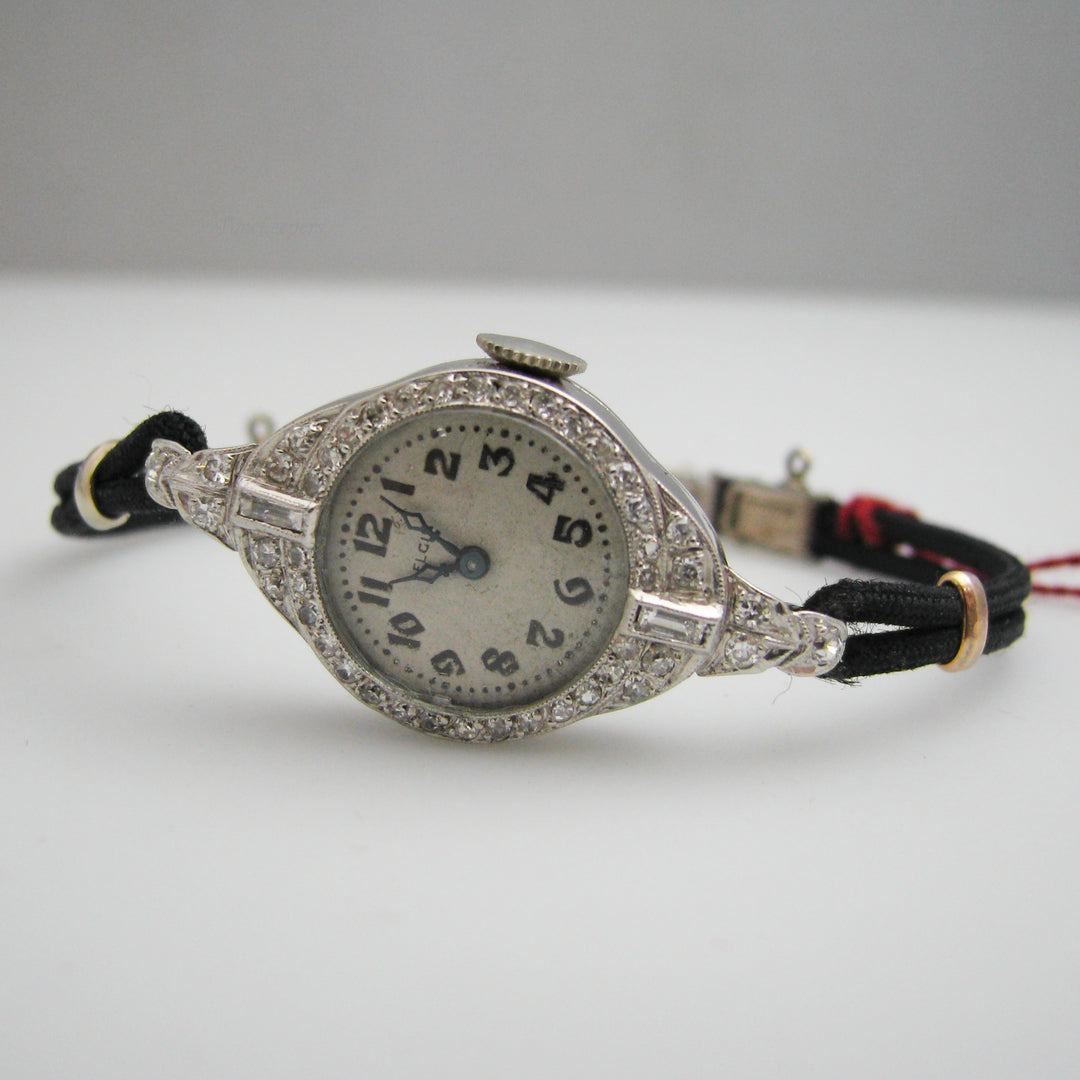 g118 Beautiful Platinum Elgin Diamond Watch