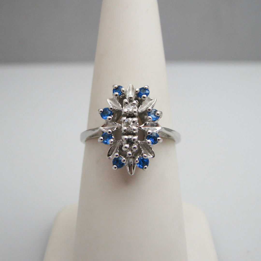 g128 14k White Gold Diamond &amp; Sapphire Ring