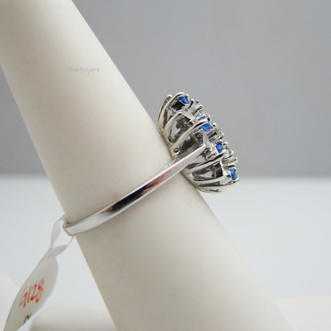 g128 14k White Gold Diamond &amp; Sapphire Ring