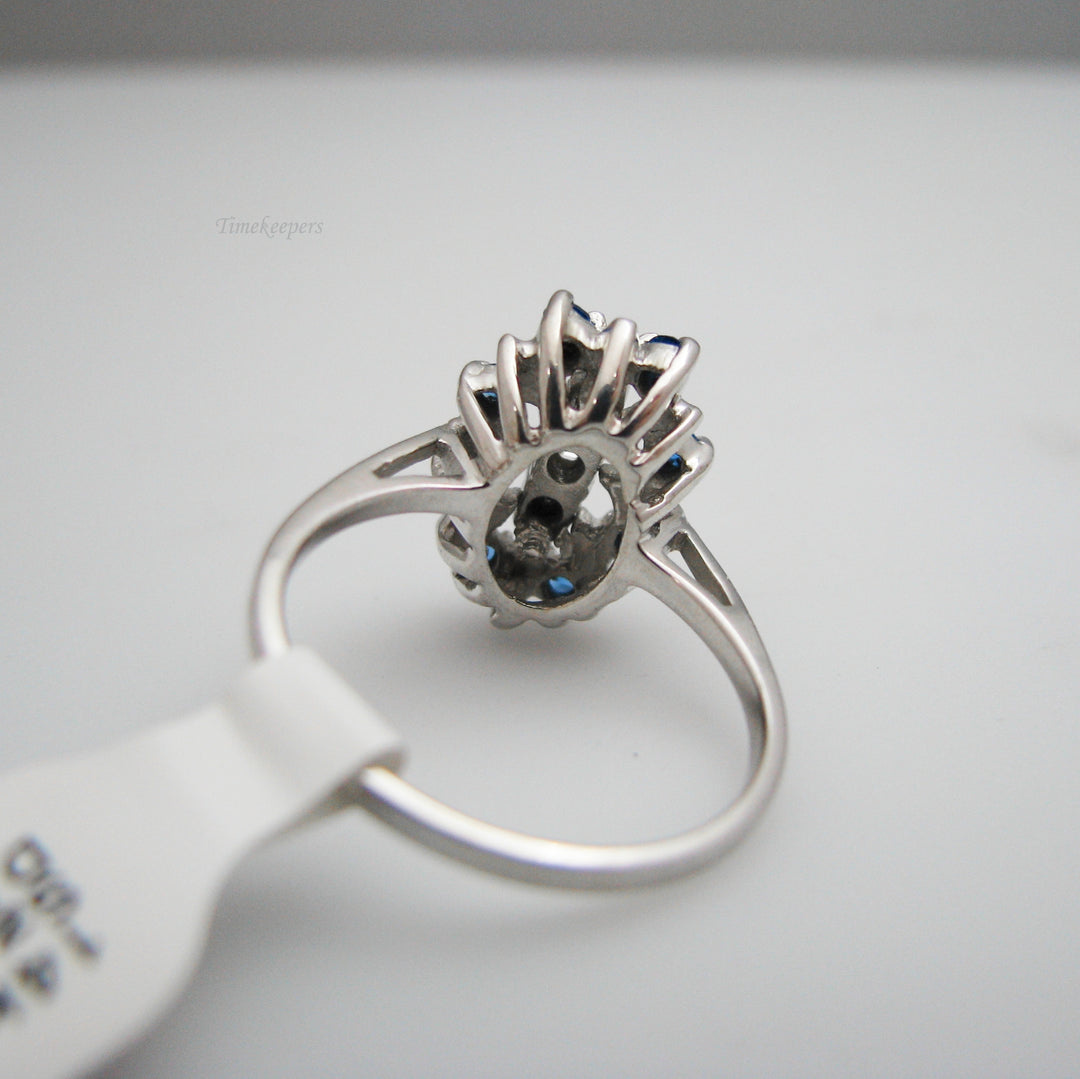 g128 14k White Gold Diamond &amp; Sapphire Ring