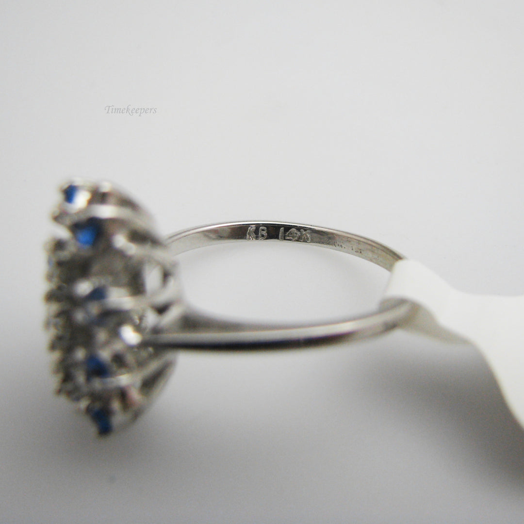 g128 14k White Gold Diamond &amp; Sapphire Ring