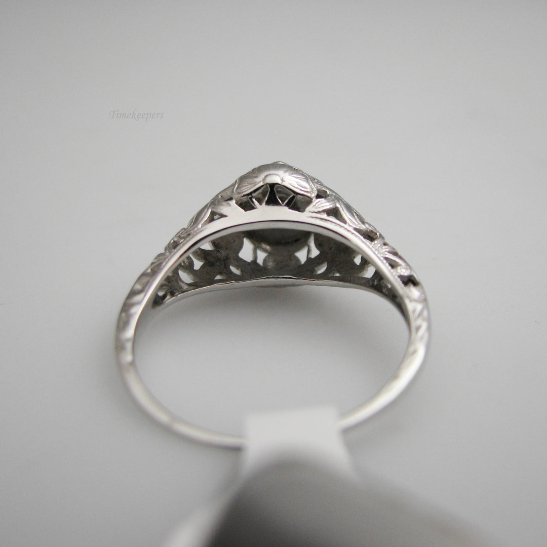 g137 Ornate 14k White Gold Diamond Engagement Ring