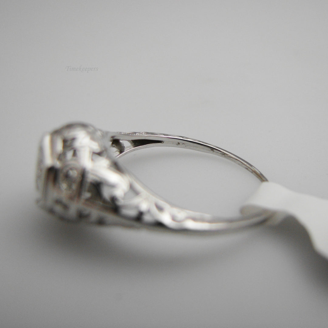 g137 Ornate 14k White Gold Diamond Engagement Ring