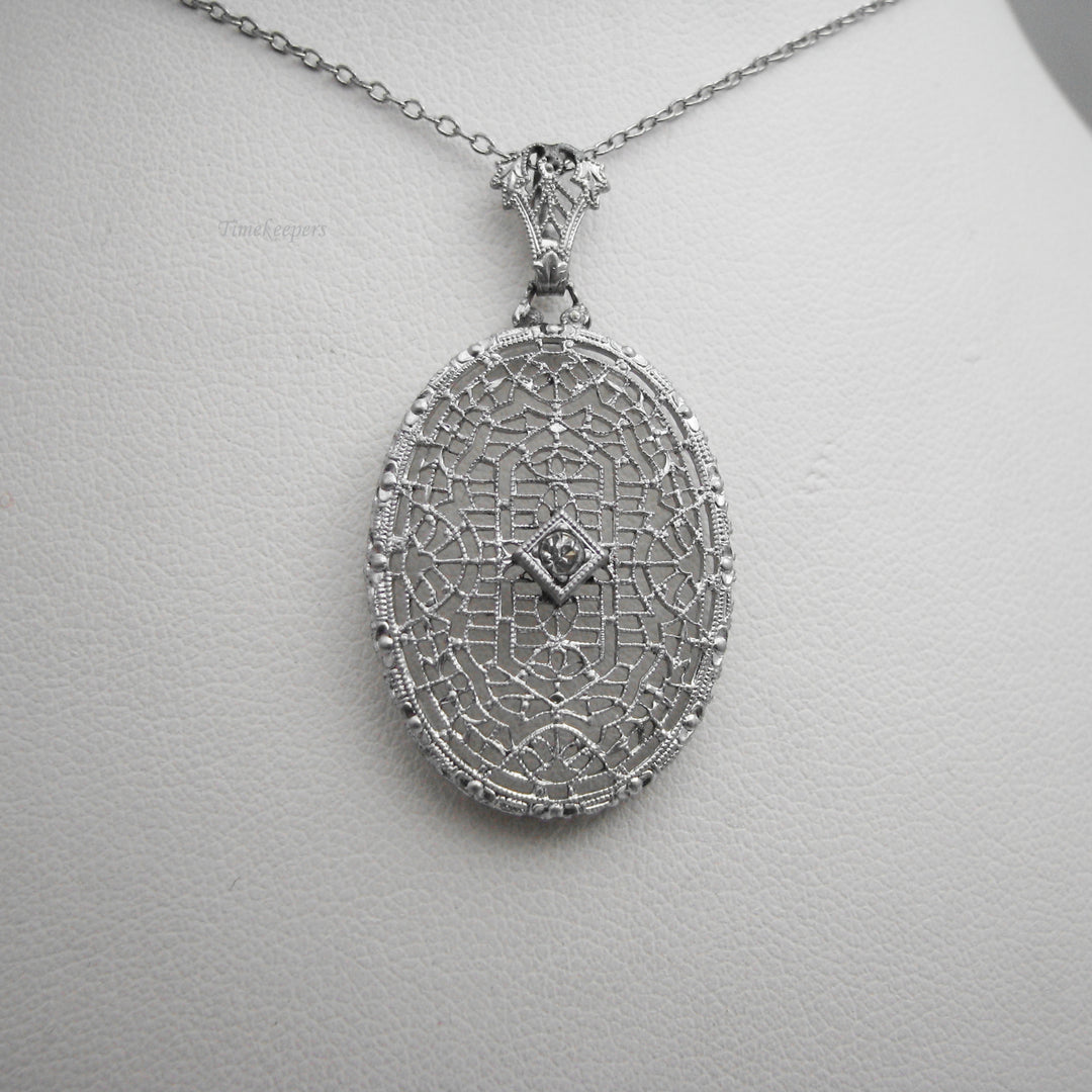 g139 Elegant Sterling Silver Antique CZ Filigree Pendant On 18" Chain