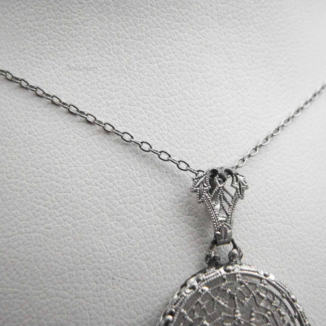 g139 Elegant Sterling Silver Antique CZ Filigree Pendant On 18" Chain