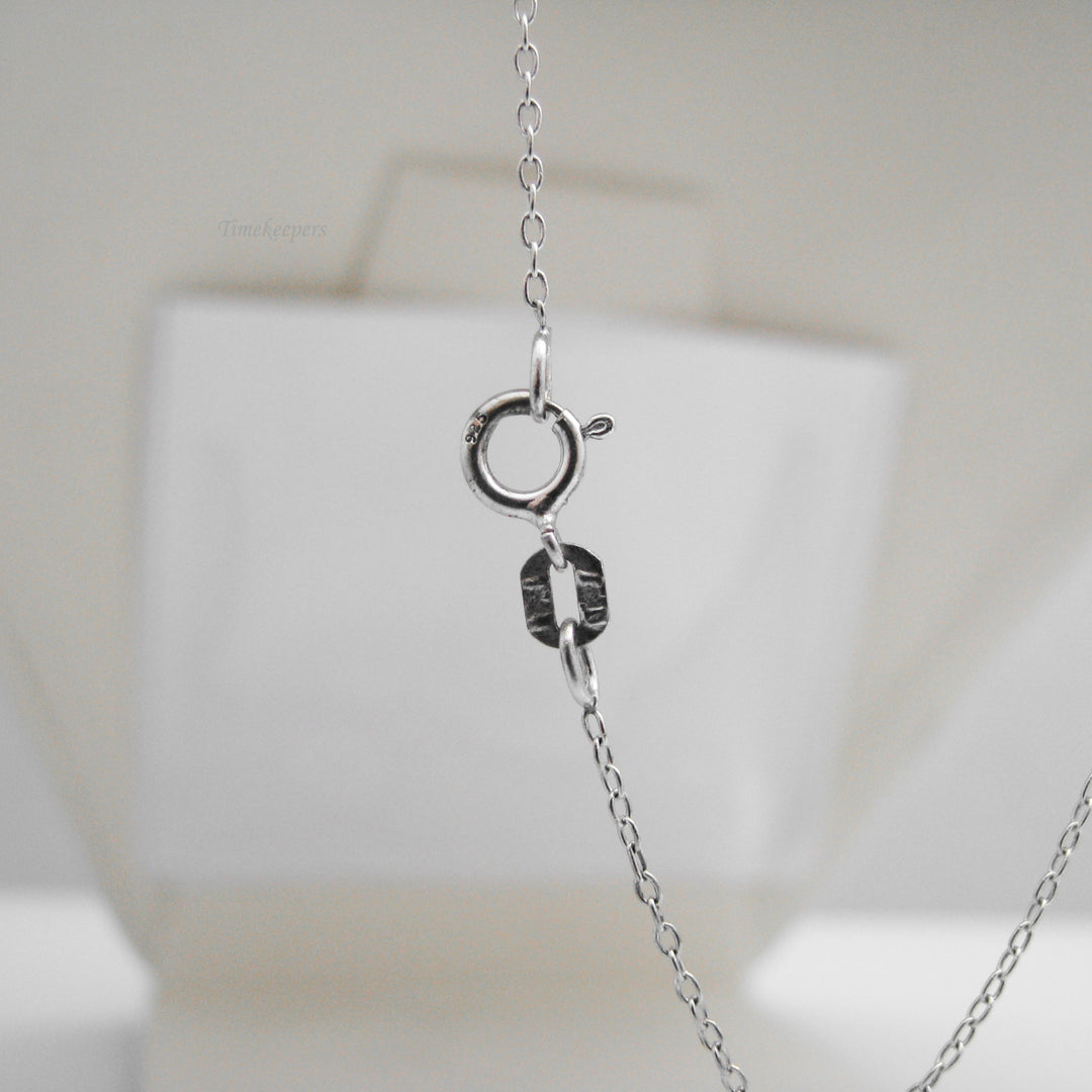 g139 Elegant Sterling Silver Antique CZ Filigree Pendant On 18" Chain