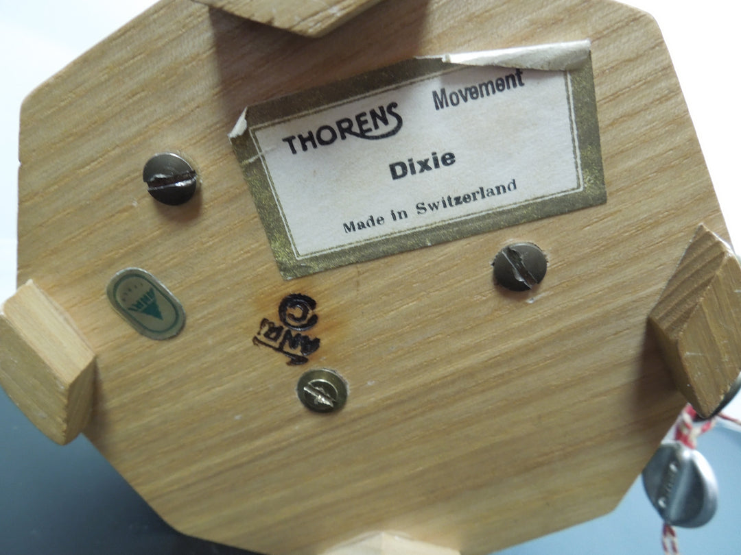 g386 retro Genuine Thorens Swiss Music Box with Boy and a Cannon