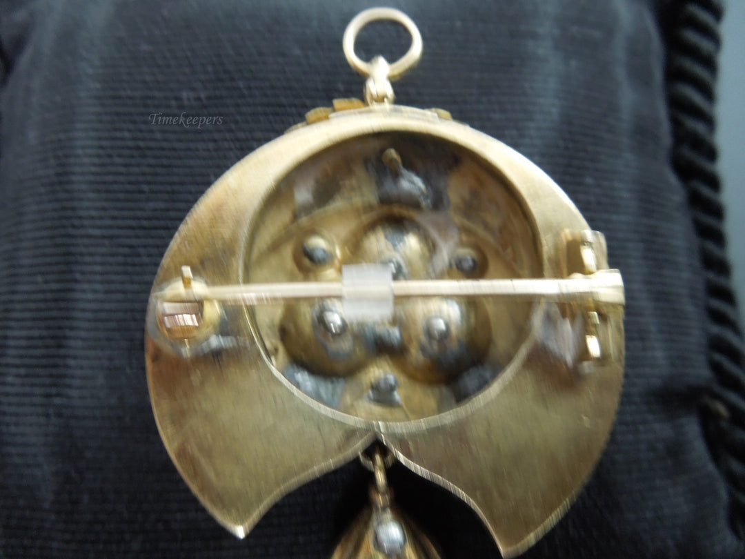 g461  Unique 9kt Yellow Gold Brooch/ Pendant with Ruby and Garnet Stones with Pearls