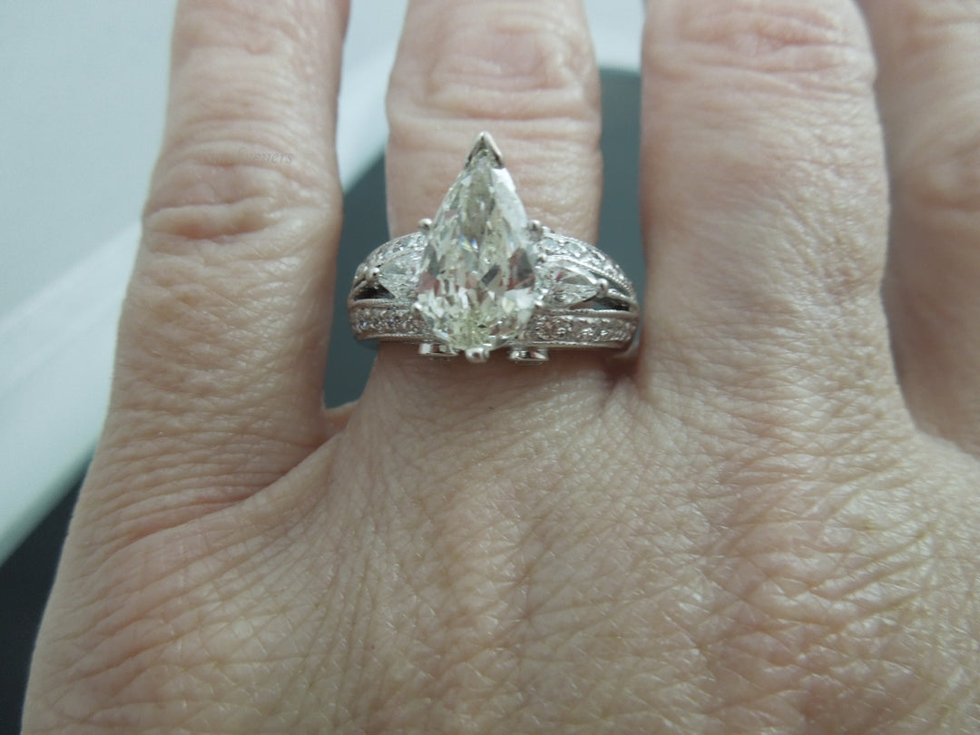 g474 Stunning 14kt White Gold GIA Certified 2.79tcw Diamond Wedding Ring