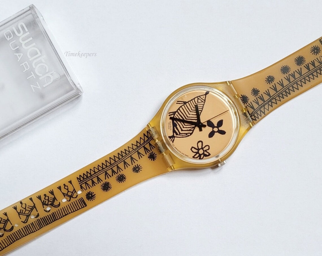 s472 1992 Floral Fish Nature Swiss Made Swatch Watch for Men and Women Minimalist 90s