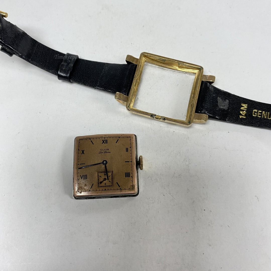 m026 Vintage Elgin DeLuxe USA 10K RGP Bezel Mechanical Unisex Wrist Watch
