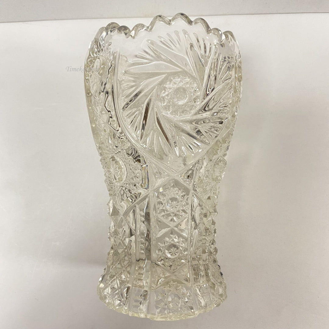 m054 Vintage Clear Flower Design European Crystal Vase
