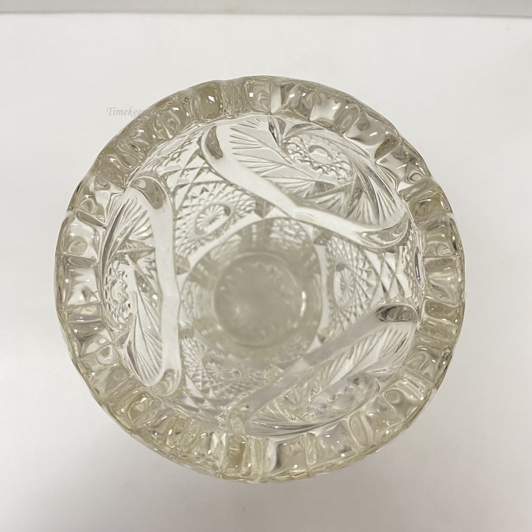 m054 Vintage Clear Flower Design European Crystal Vase