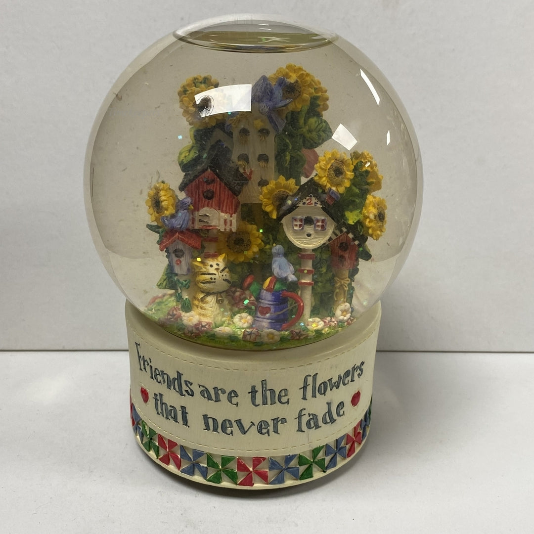 m069 Vintage Sunflower Glass Snowball Music Box "You've got a friend" Tune