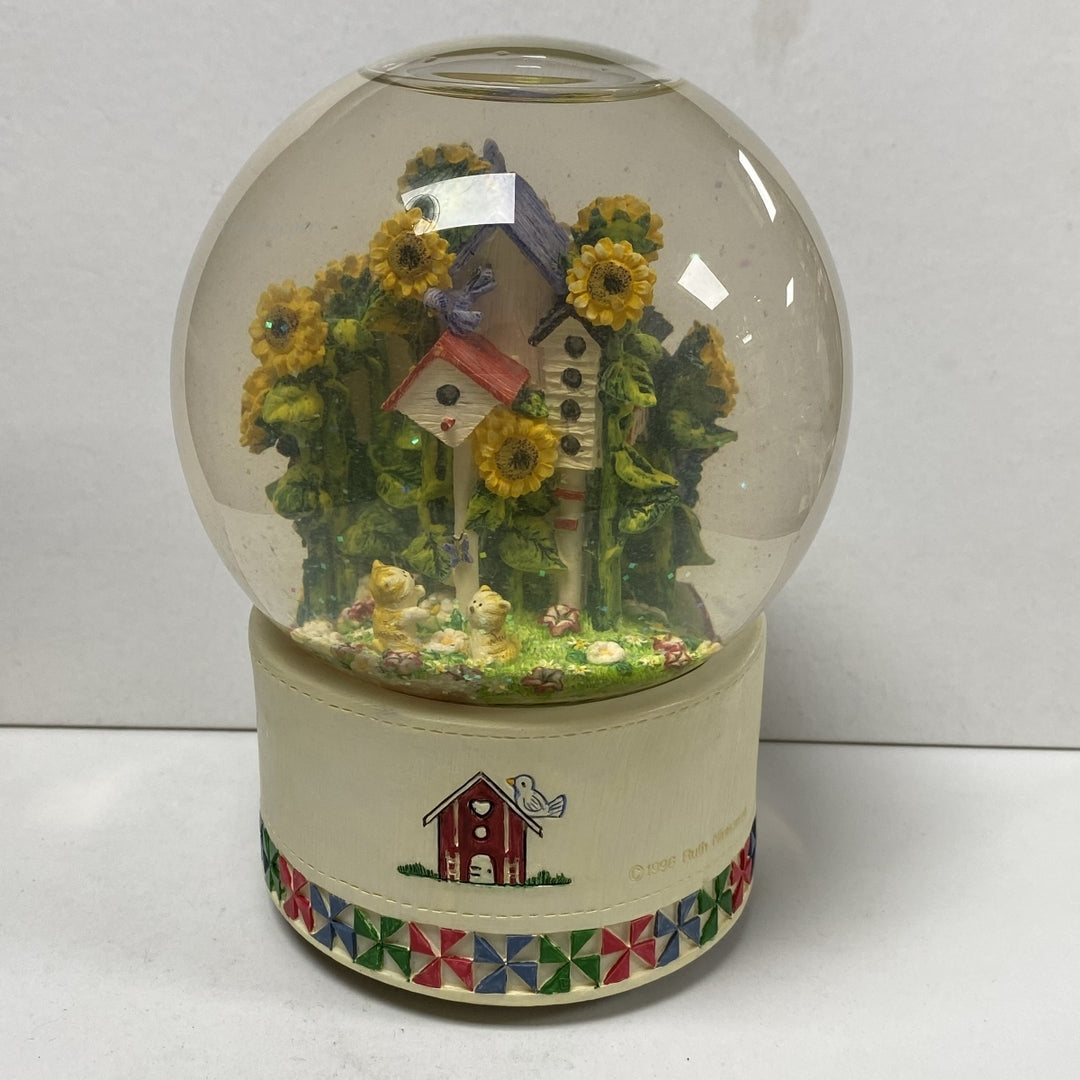 m069 Vintage Sunflower Glass Snowball Music Box "You've got a friend" Tune