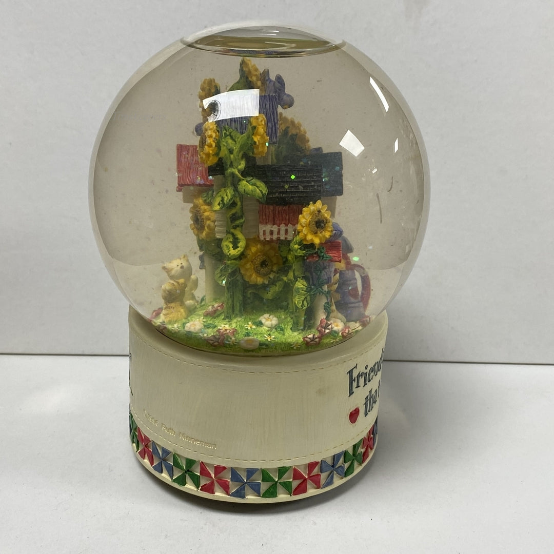 m069 Vintage Sunflower Glass Snowball Music Box "You've got a friend" Tune