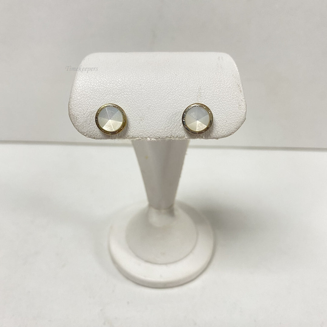 m074 Vintage Gold Silver Tone Mother of Pearl Earrings