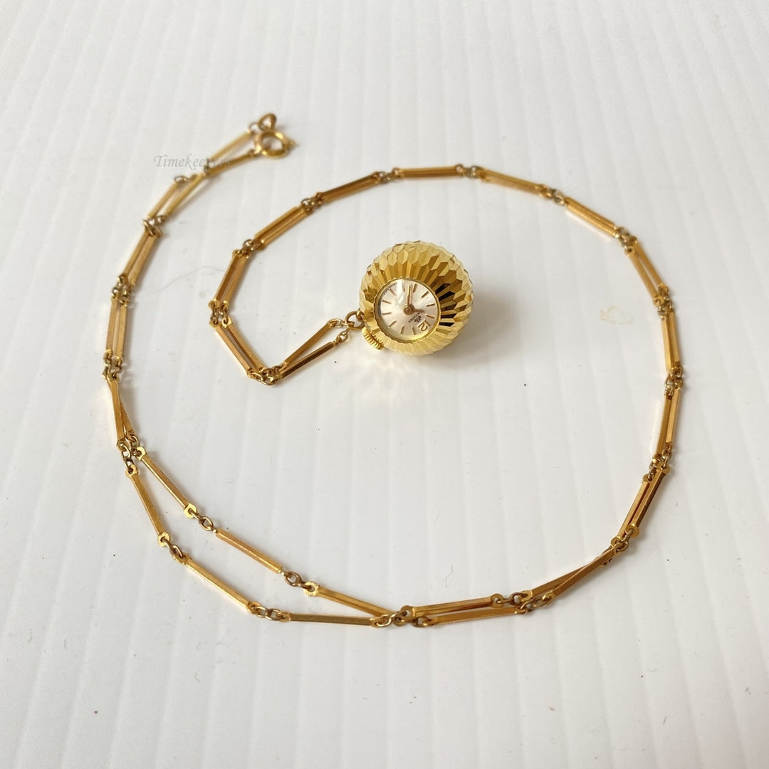 m099 Vintage Gold Filled Link Chain Necklace 29" Bucherer Watch Pendant Charm