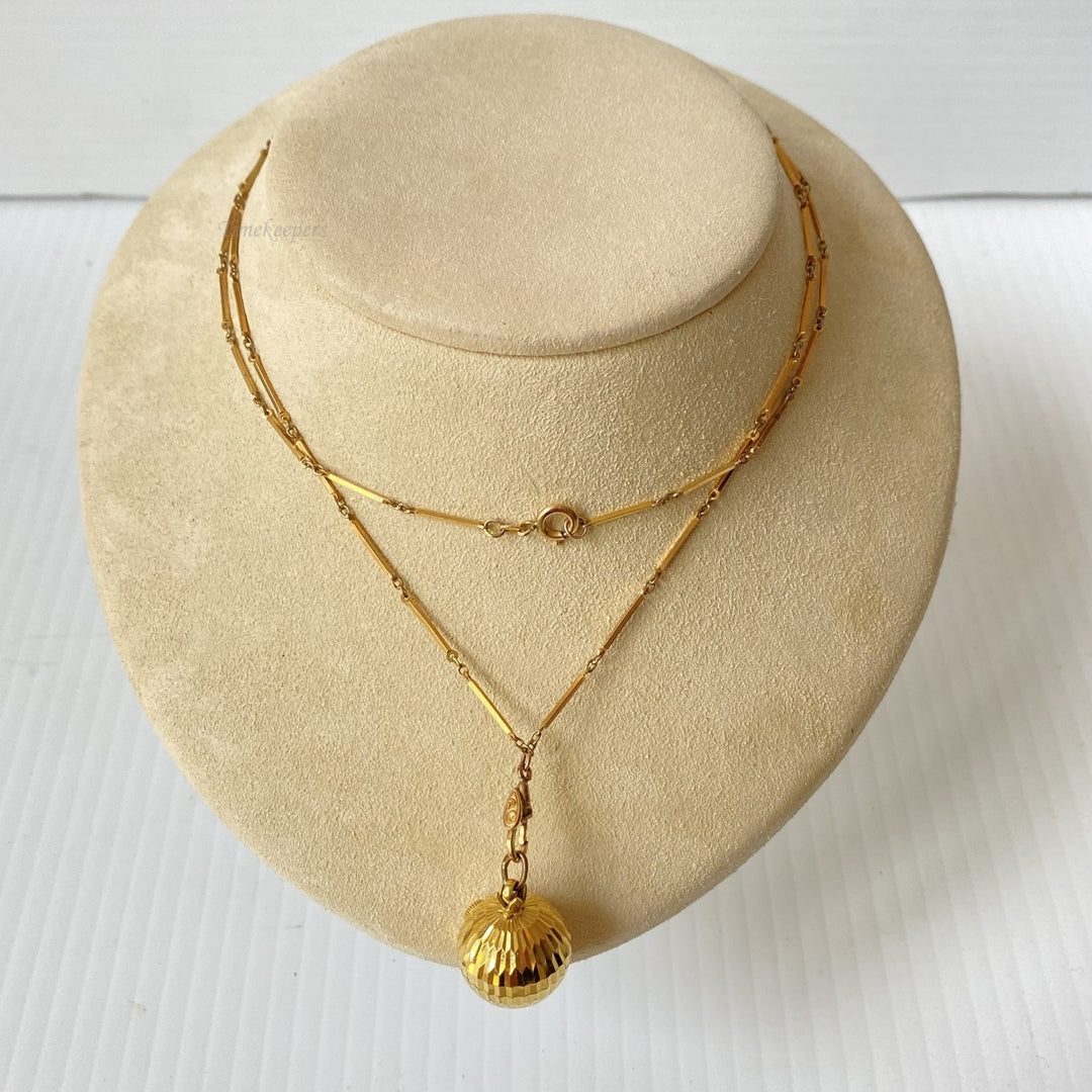 m099 Vintage Gold Filled Link Chain Necklace 29" Bucherer Watch Pendant Charm