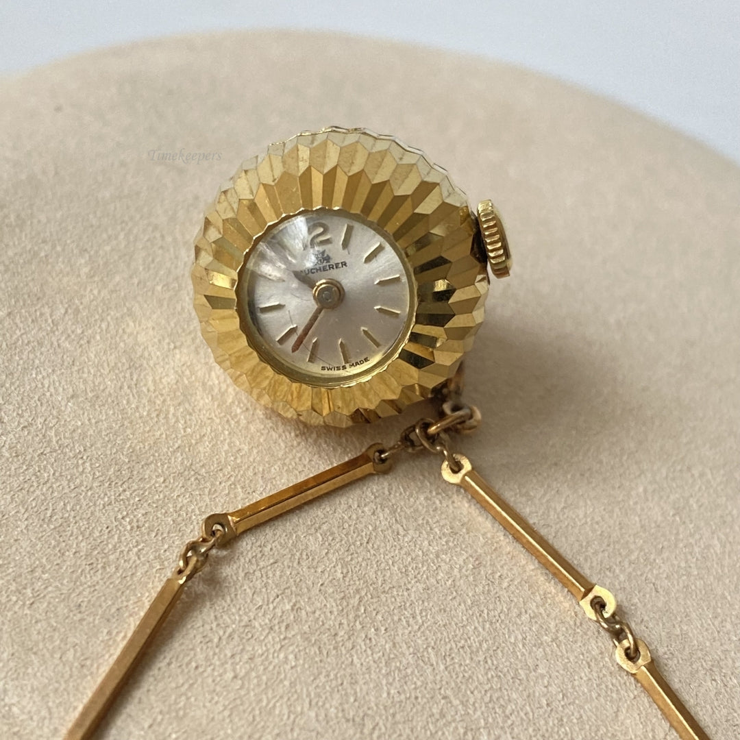 m099 Vintage Gold Filled Link Chain Necklace 29" Bucherer Watch Pendant Charm