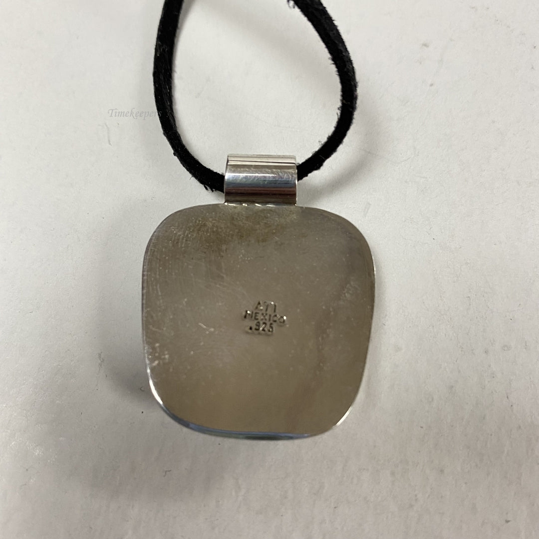 m114 Vintage Sterling Silver Pendant Blue Stone Necklace 21"