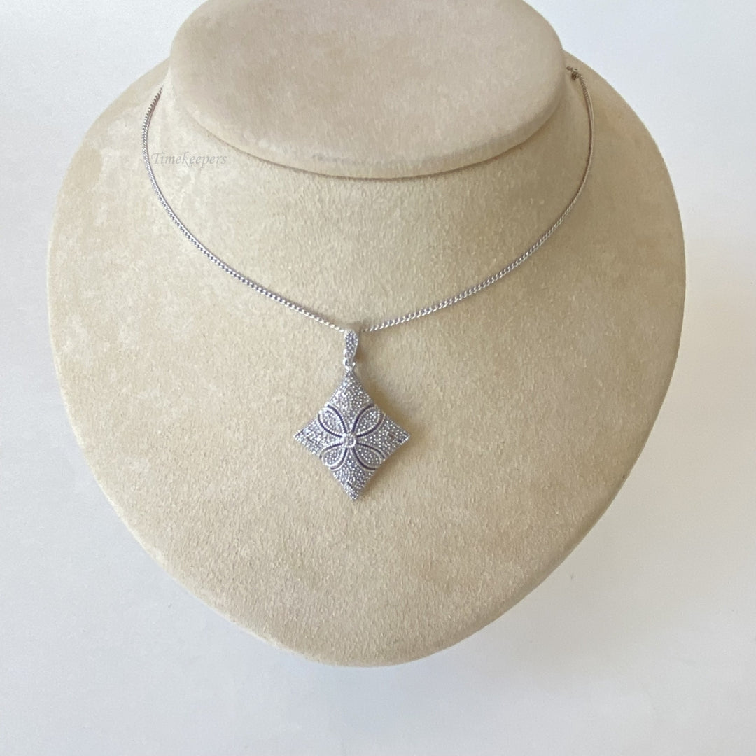 m155 Vintage Sterling Silver Beads Link Chain Necklace Filigree Pendant 21"