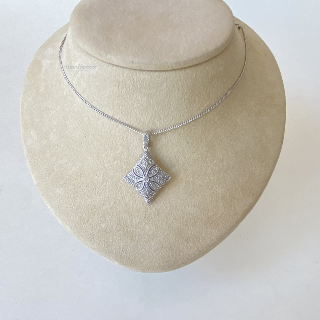 m155 Vintage Sterling Silver Beads Link Chain Necklace Filigree Pendant 21"