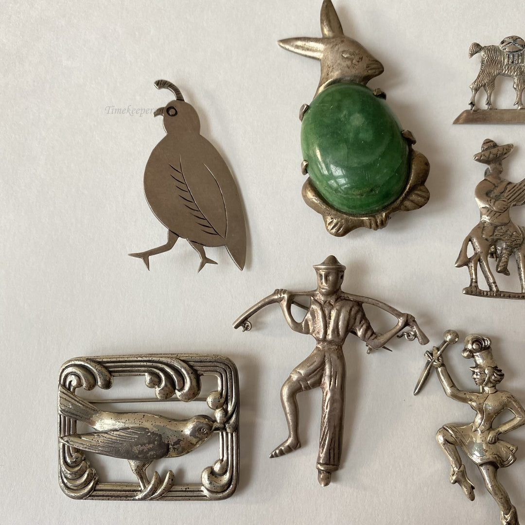 m173 Vintage Sterling Silver Silver Tone Pin Brooch Collection Lot of 15