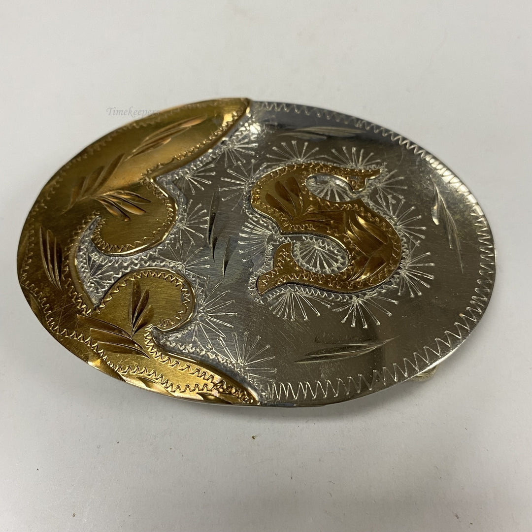 m193 Vintage German Silver Hand Crafted Western Style Belt Buckle