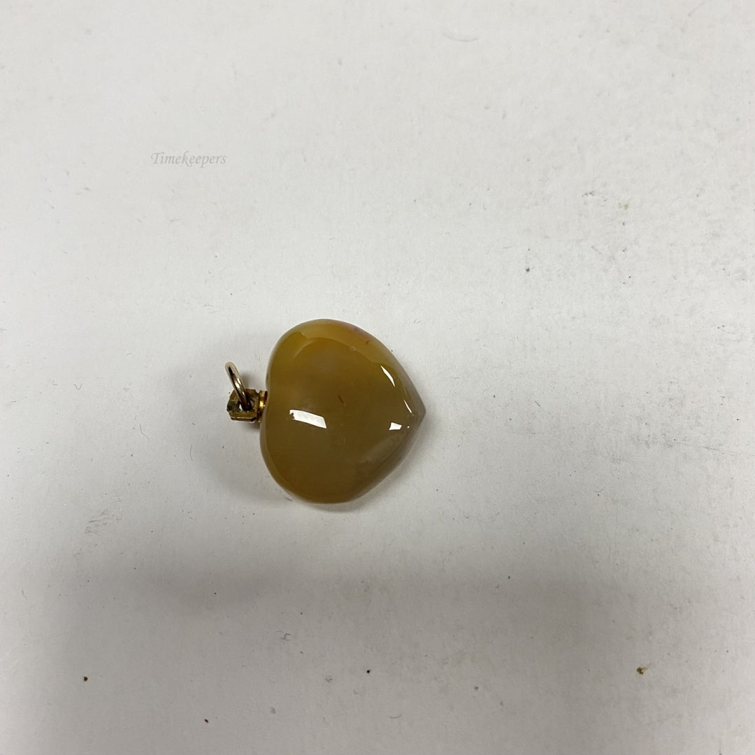 m235 Vintage Sterling Silver Yellow Stone Heart Shaped Charm Pendant