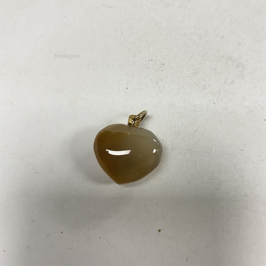 m235 Vintage Sterling Silver Yellow Stone Heart Shaped Charm Pendant